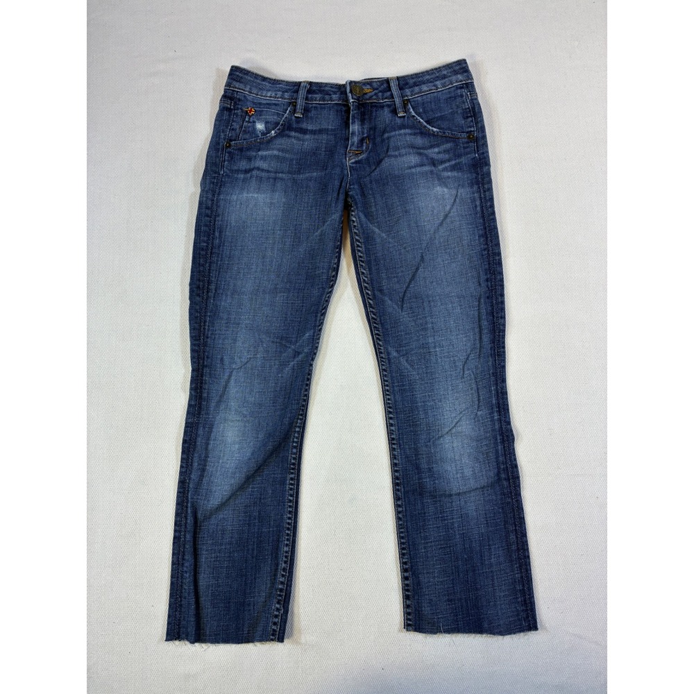 Hudson Jeans Womens 26 Blue Denim Flap Pocket Raw Hem Straight Leg Made in USA